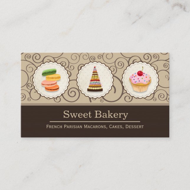 Carte De Visite Magasin de boulangerie à dessert de macarons franç (Devant)