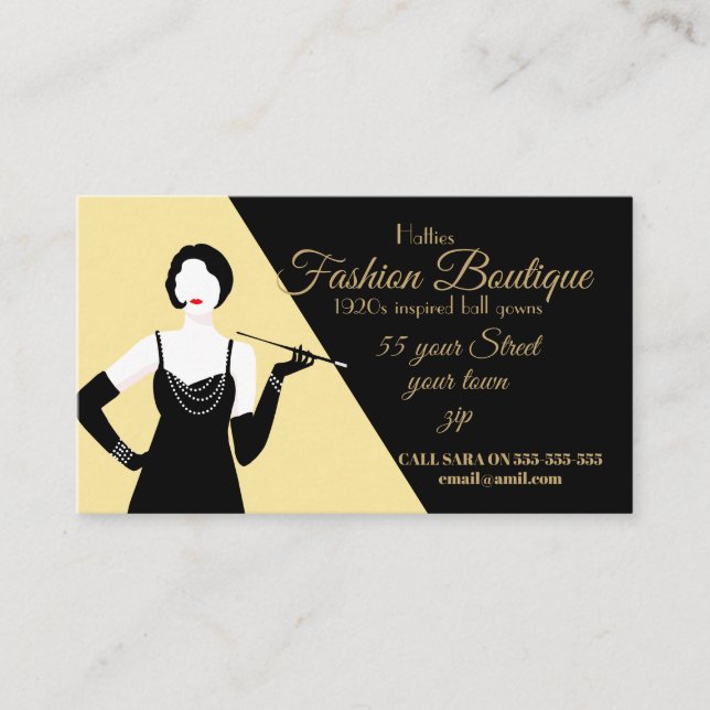 Carte De Visite Magasin de mode Flapper des années 1920 (Devant)
