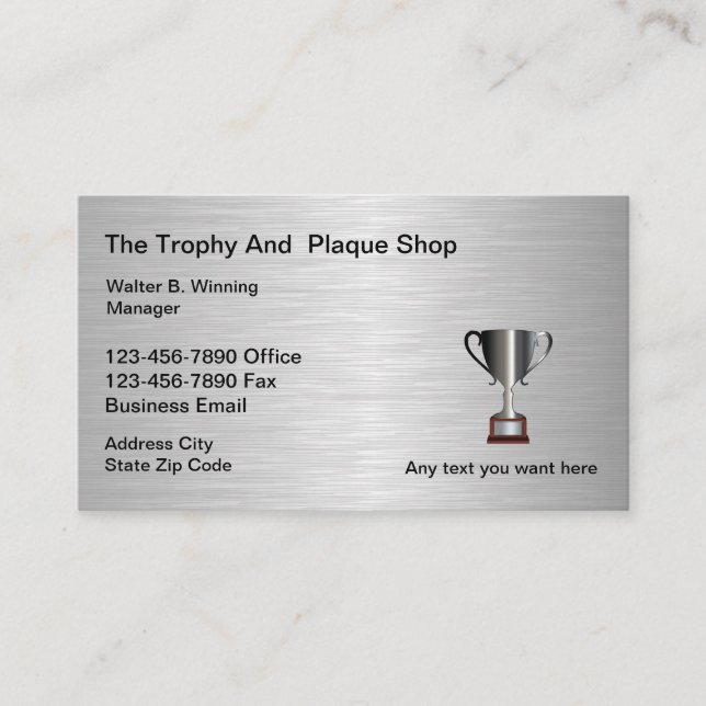 Carte De Visite Magasin de trophée et de plaque (Devant)