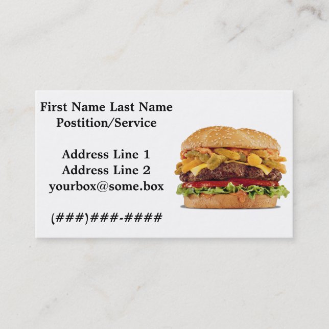 Carte De Visite Magasin d'hamburger (Devant)