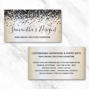 Carte De Visite Magasin en ligne Black Glitter Pearl Shimmer