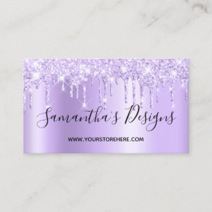 Carte De Visite Magasin en ligne Pale Lavender Glitter Drips Ombre