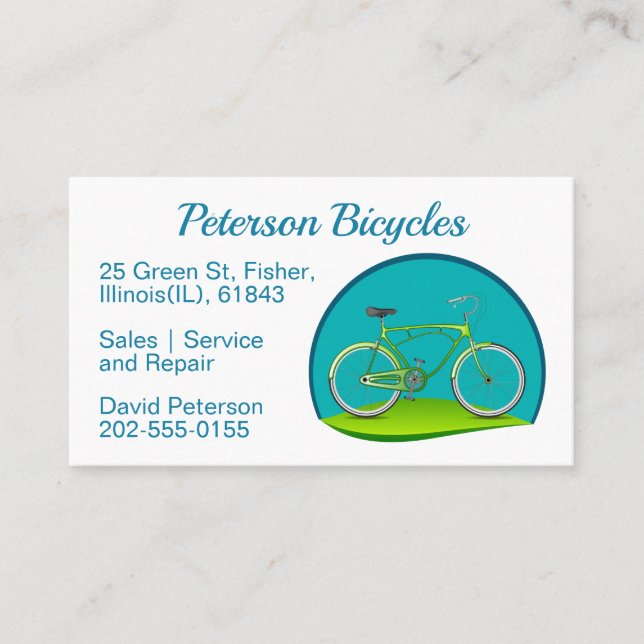 Carte De Visite Magasin Vélo Réparation (Devant)