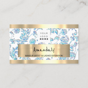 Carte De Visite Magasiner CODE QR Logo Fleur métallique