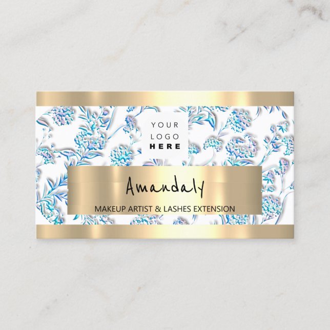 Carte De Visite Magasiner CODE QR Logo Fleur métallique (Devant)