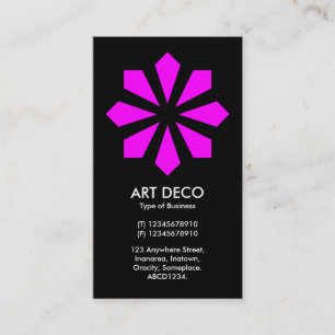 Carte De Visite Magenta Art Deco Flower Star - Noir