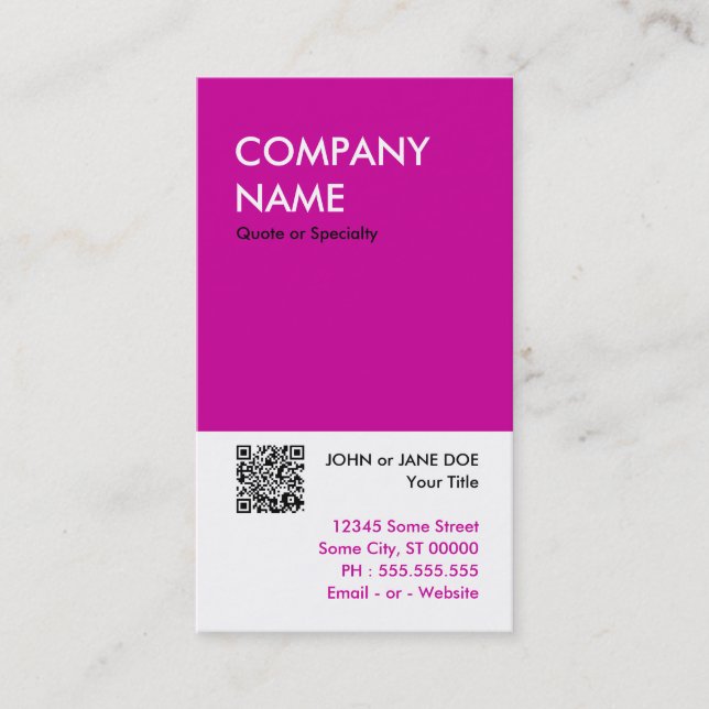 Carte De Visite magenta bold concevoir votre propre code QR (Devant)