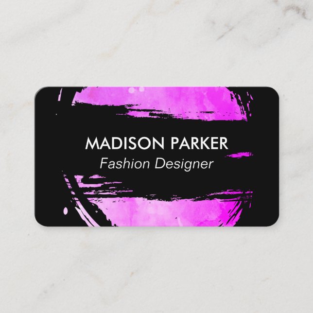 Carte De Visite Magenta brossé et noir (Devant)