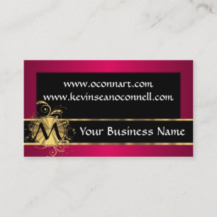 Carte De Visite Magenta et noir avec monogramme