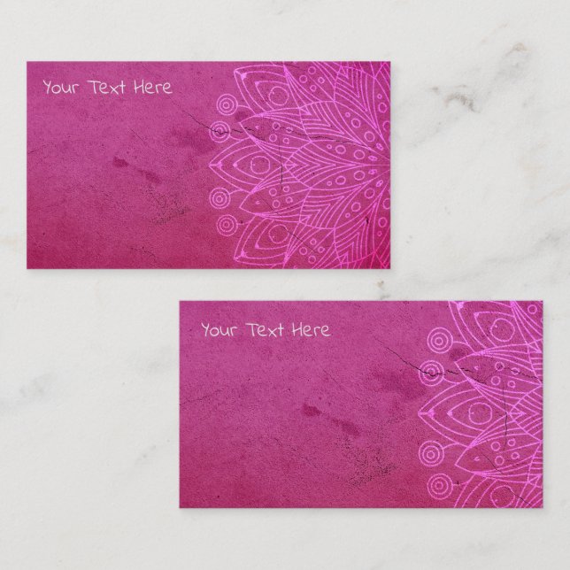 Carte De Visite Magenta Mandala Mind Body Spirit Yoga Instructeur (Devant / Derrière)