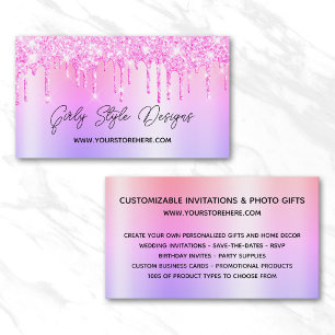Carte De Visite Magenta Paillettes Coulantes Multi Ombré Boutique 