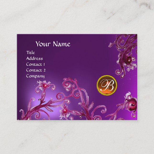 Carte De Visite MAGIC BERRIES MONOGRAM, améthyste violet orange (Devant)