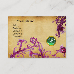 Carte De Visite MAGIC BERRIES MONOGRAM jade parchemin vert