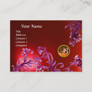 Carte De Visite MAGIC BERRIES MONOGRAM, orange rouge rubis
