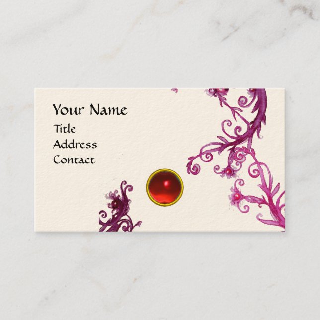 Carte De Visite MAGIC BERRIES MONOGRAM tourbillon crème rouge (Devant)