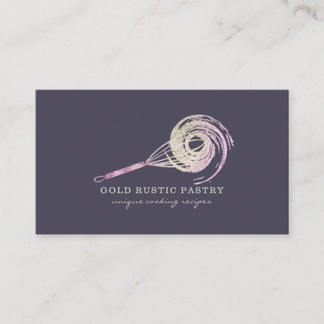 Carte De Visite Magic Whisk Bakery rustique pâtisserie Chef violet (Devant)