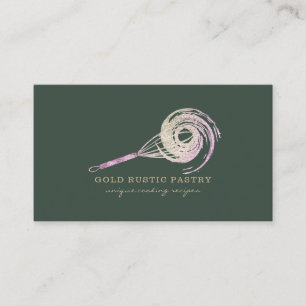 Carte De Visite Magical Whisk Bakery Bling Pâtisserie Chef vert sa