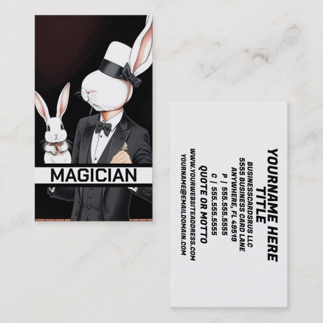 Carte De Visite Magicien de lapin (Devant / Derrière)