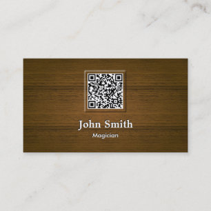 Carte De Visite Magicien en bois chic de code du grain QR