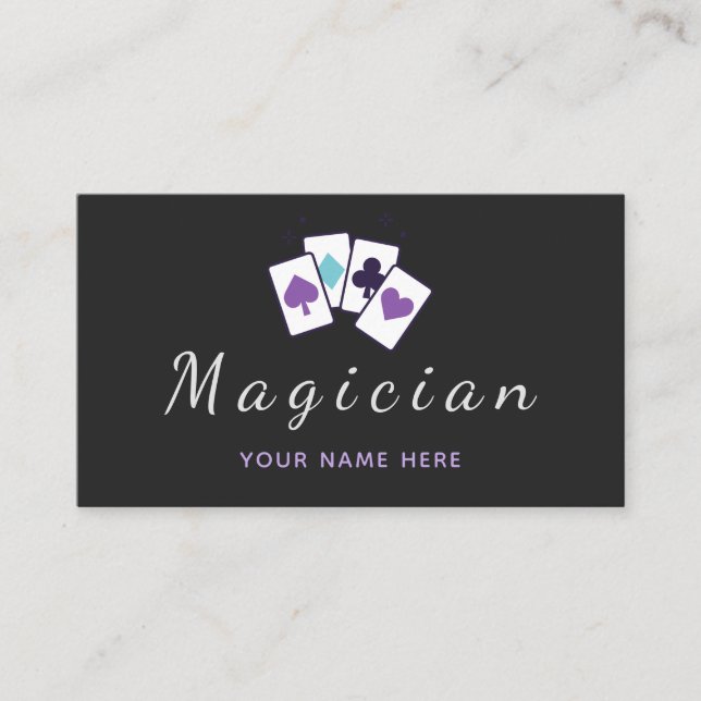 Carte De Visite Magicien Magic Playing Cards Moderne Minimal Noir (Devant)