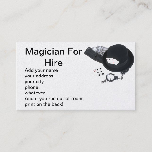 Carte De Visite Magicien pour la location (Devant)