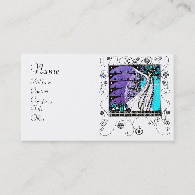 Carte De Visite MAGIE DU PRINTEMPS bleu vif noir blanc pourpre (Devant)