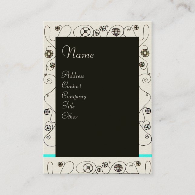 Carte De Visite MAGIE DU PRINTEMPS bleu vif noir blanc pourpre (Devant)