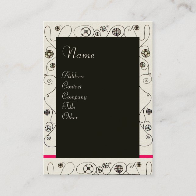 Carte De Visite MAGIE DU PRINTEMPS rose vif noir blanc jaune (Devant)
