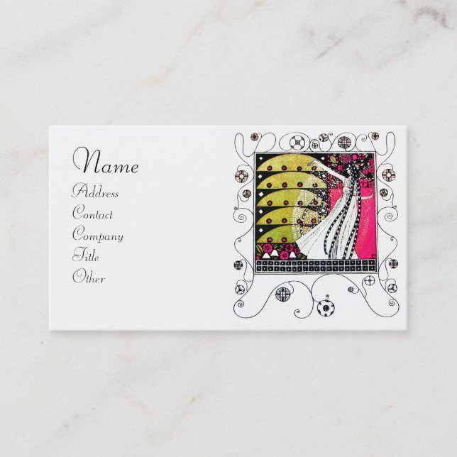 Carte De Visite MAGIE DU PRINTEMPS rose vif noir blanc jaune (Devant)