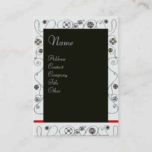 Carte De Visite MAGIE DU PRINTEMPS rouge vif noir blanc vert
