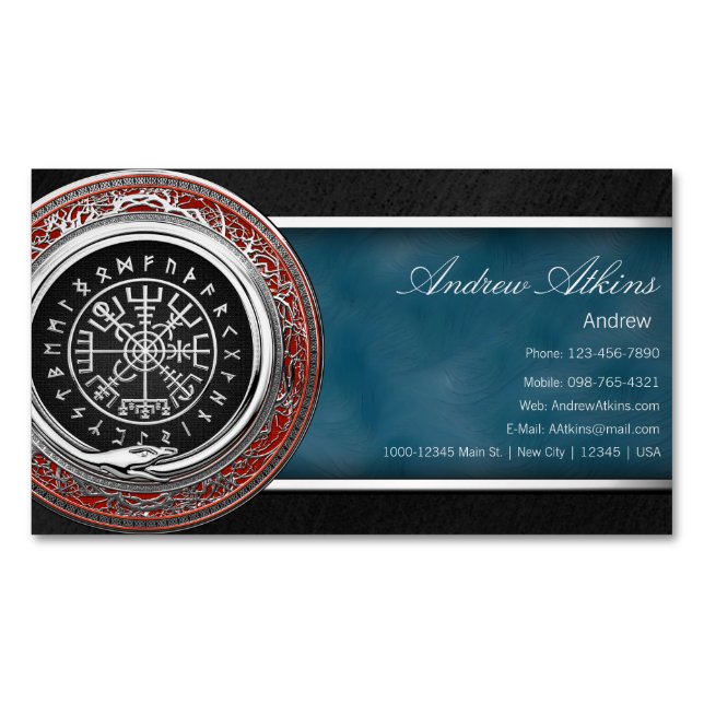 Carte De Visite Magnétique [001] Vegvisir - Viking Silver Magic Runic Compass (devant)