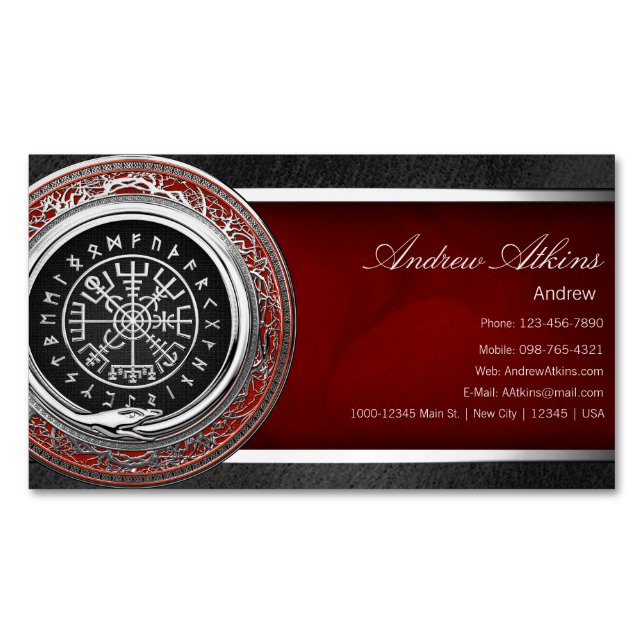 Carte De Visite Magnétique [001] Vegvisir - Viking Silver Magic Runic Compass (devant)