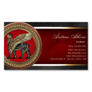 Carte De Visite Magnétique [100] Lion ailé assyrien : Or et Lamassu noir