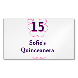Carte De Visite Magnétique 15e anniversaire quinceanera heureux date rose vio
