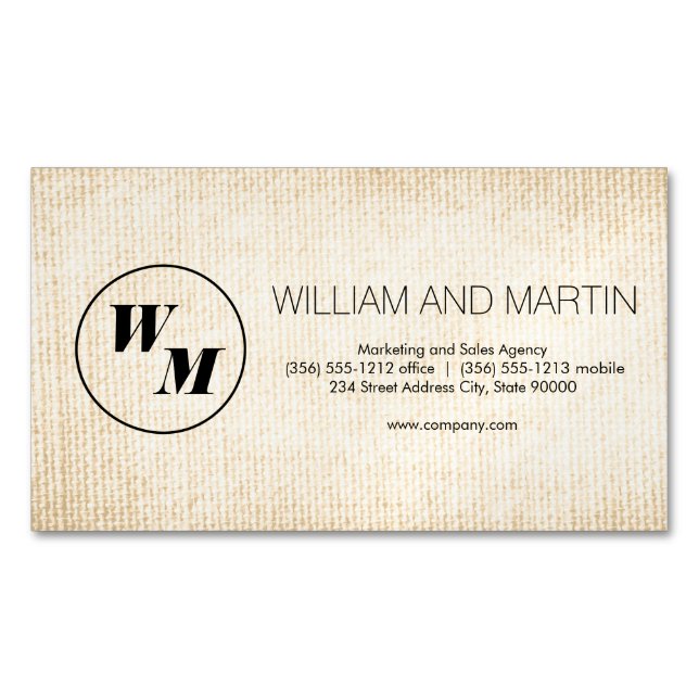 Carte De Visite Magnétique 2 lettre Monogramme / entreprise (devant)
