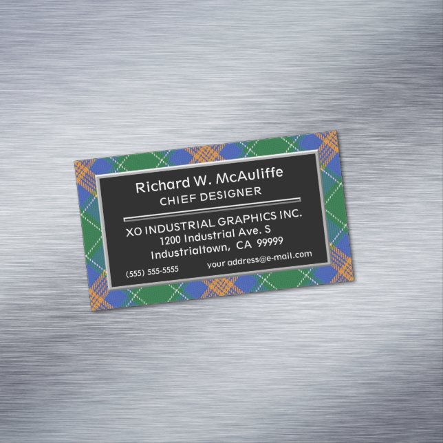 Carte De Visite Magnétique Accent irlandais Clan MacAuliffe McAuliffe Tartan (In Situ)