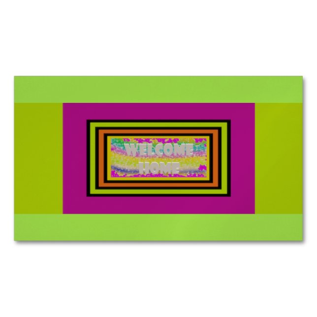 Carte De Visite Magnétique accueil design pourpre vert rouge bordé (devant)