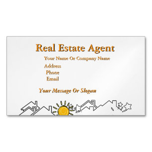 Carte De Visite Magnétique Agent immobilier blanc