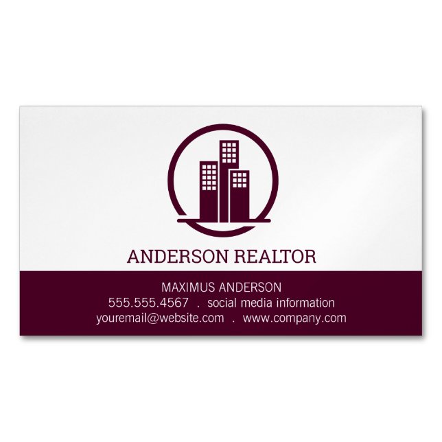 Carte De Visite Magnétique Agent immobilier | Icône de construction (devant)