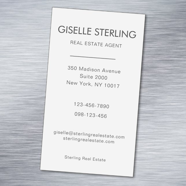 Carte De Visite Magnétique Agent immobilier Neutral Professionnel (Créateur téléchargé)