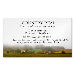 Carte De Visite Magnétique Agent rustique rural d'agent immobilier de pays
