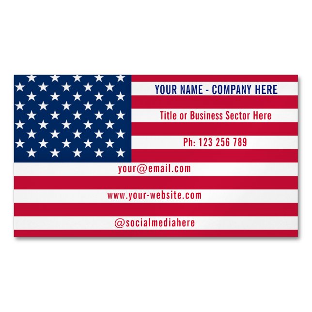 Carte De Visite Magnétique American Flag Magnetic Business Card Template (devant)