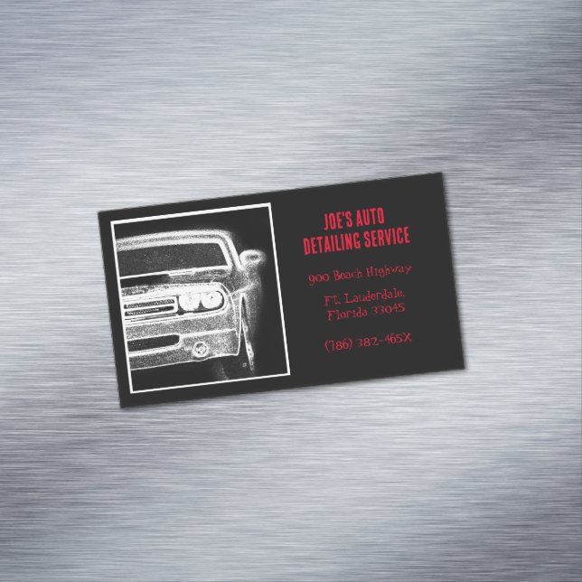 Carte De Visite Magnétique American Muscar Automotive noir et blanc (In Situ)