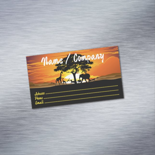 Carte De Visite Magnétique Animaux sauvages sur le coucher de soleil de la sa (In Situ)