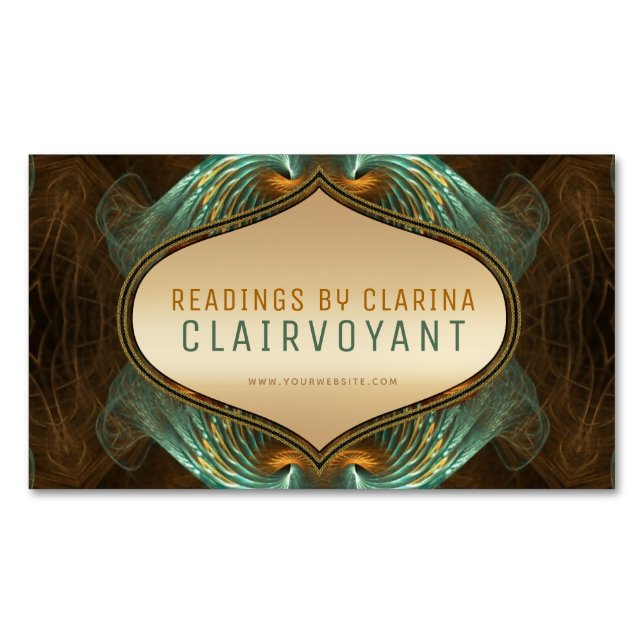 Carte De Visite Magnétique Aqua Green Gold Fractal Arts Clairvoyant Lectures (devant)