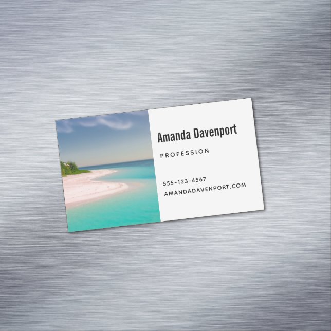 Carte De Visite Magnétique Aquamarine Ocean Tropical Beach Scenic (In Situ)