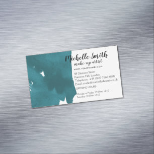 Carte De Visite Magnétique Aquarelle Abstraite couleur turquoise trait de bro