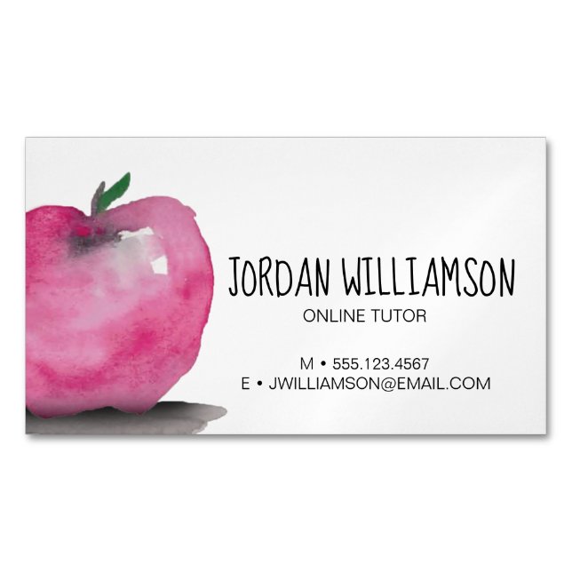 Carte De Visite Magnétique Aquarelle Apple personnalisable Tutor en ligne (devant)