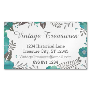 Carte De Visite Magnétique Aquarelle de la forêt de Mint Woodsy Motif floral