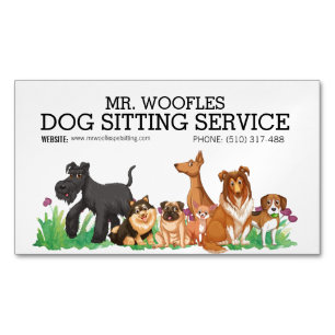 Carte De Visite Magnétique Aquarelle du service de pose de chien